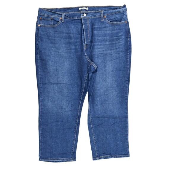 Levi's Women's Blue Wedgie Straight Jeans 24W Plus Zip Solid Cotton Blend - Picture 1 of 9